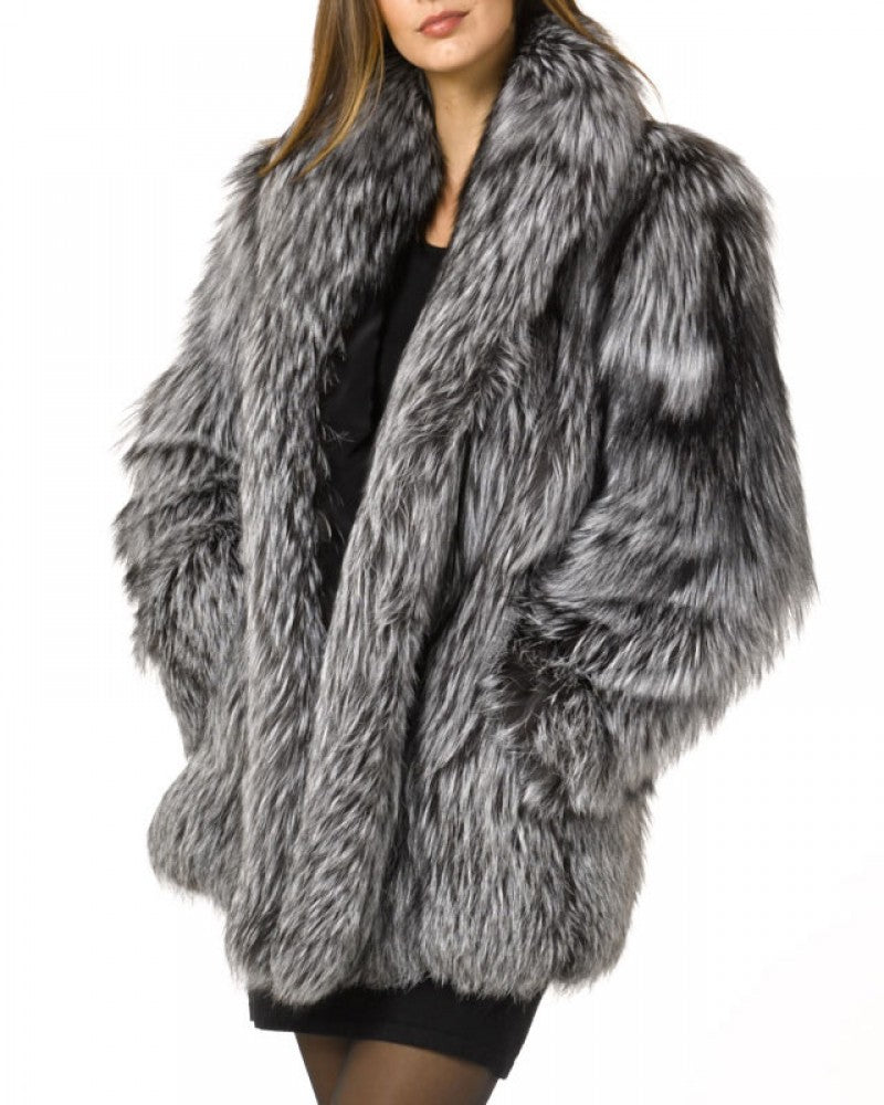 Damen Luxuriöse Kunstfelljacke mit voluminösen Ärmeln Drune