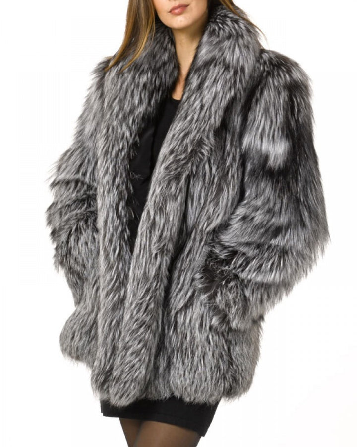 Damen Luxuriöse Kunstfelljacke mit voluminösen Ärmeln Drune