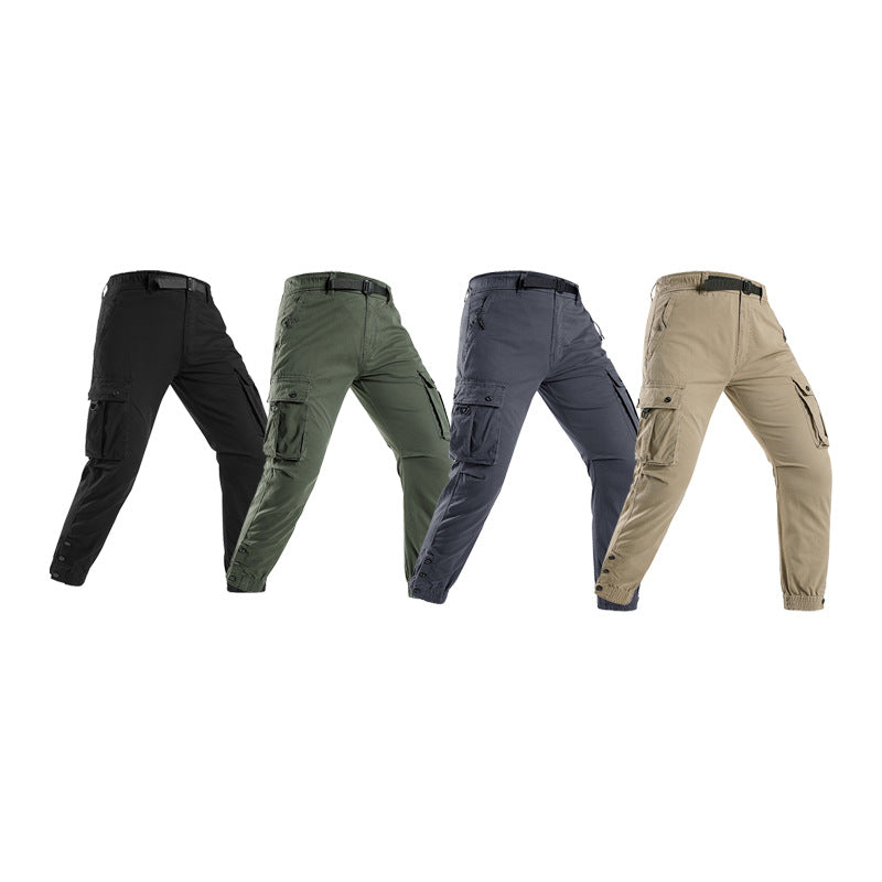 Herren Konisch geschnittene Utility‑Cargohose mit Tunnelzugbund, integriertem Gürtel und Mehrfachtaschen Drune