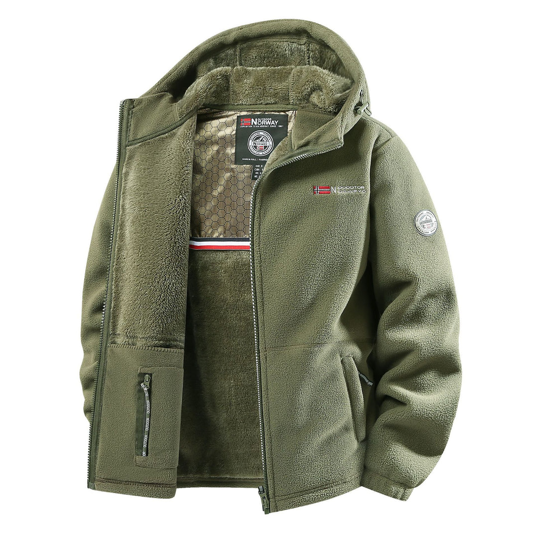 Herren Thermo-Fleecejacke mit dichter Teddy-Innenfütterung und Stehkragen Drune