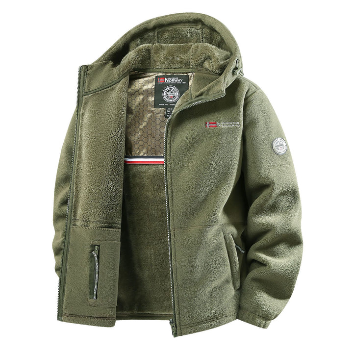 Herren Thermo-Fleecejacke mit Teddyfutter, Stehkragen und verdeckten Innentaschen Drune