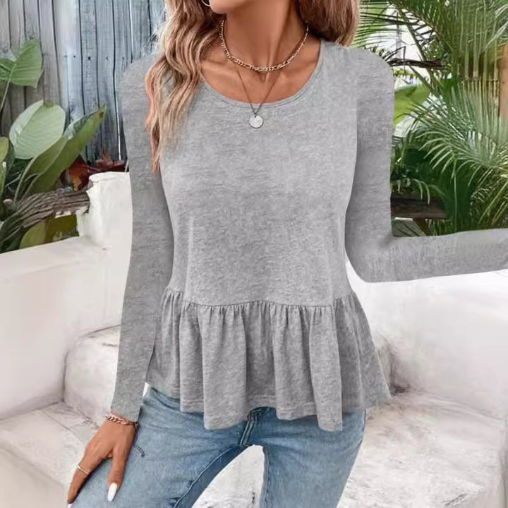 Damen Langarmshirt mit voluminösem Peplumschnitt Drune