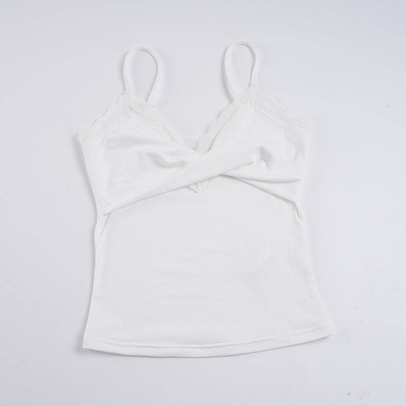 Damen Elegantes Spitzen-Cami-Top mit enganliegendem Schnitt und verstellbaren Trägern Drune