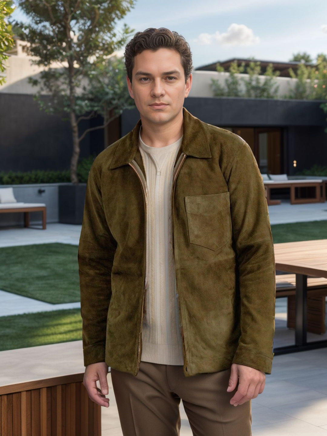 Herren Suede-Jacke im minimalistischen Design Drune