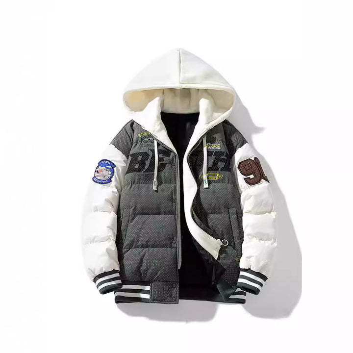 Herren Steppparka mit wattierter Kapuze und Kunstfellbesatz Drune