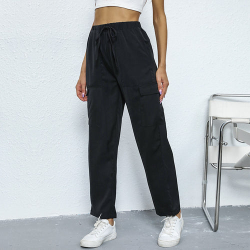 Damen Cargo-Hose mit Tunnelzug, geradem Bein und aufgesetzten Taschen Drune