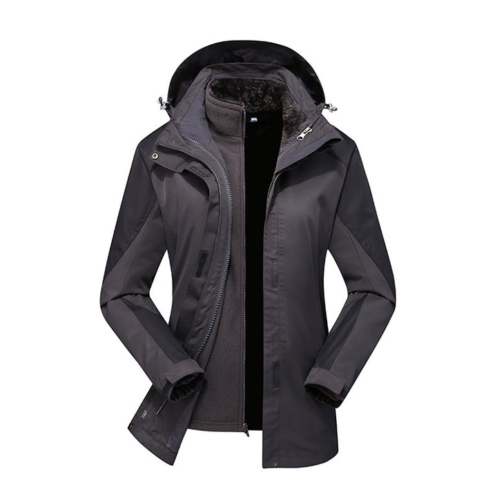 Damen Modulare Softshell-Regenjacke mit herausnehmbarer Fleece-Innenjacke und verstellbarer Kapuze Drune