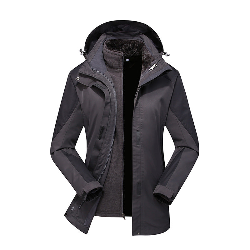 Damen zweilagige Softshelljacke mit herausnehmbarer Teddyfleece-Innenjacke und verstellbarer Kapuze Drune