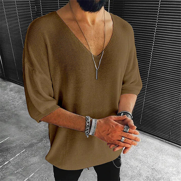 Herren Übergröße V-Ausschnitt Pullover Drune