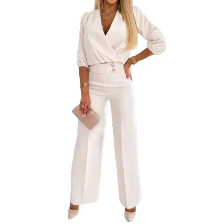 Damen elegantes Jumpsuit mit weiten Beinen Drune