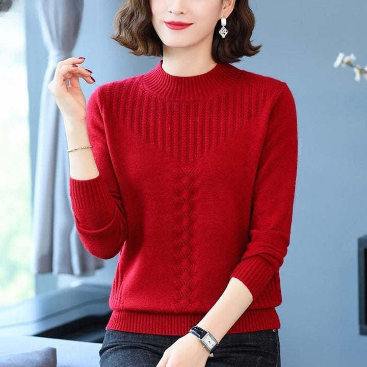 Damen eleganter Strickpullover mit modernem Zopfmuster Drune