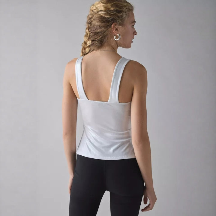 Damen Glänzendes Oberteil mit Wickeldetail Drune