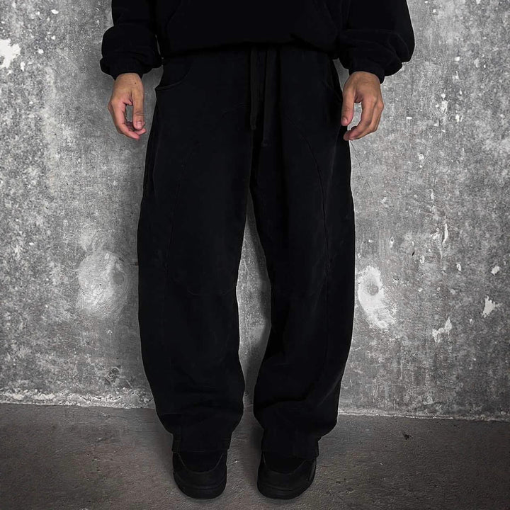 Herren nan Oversize-Freizeitjogger mit geschwungenen Nahtdetails, Kordelzugbund und elastischen Beinabschlüssen Drune