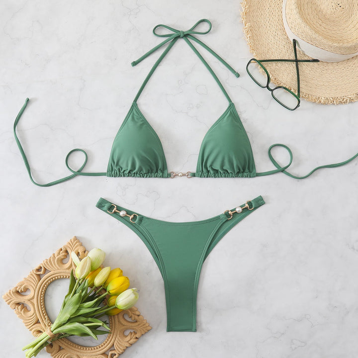 Damen Triangel-Bikini mit eleganten Goldakzenten Drune