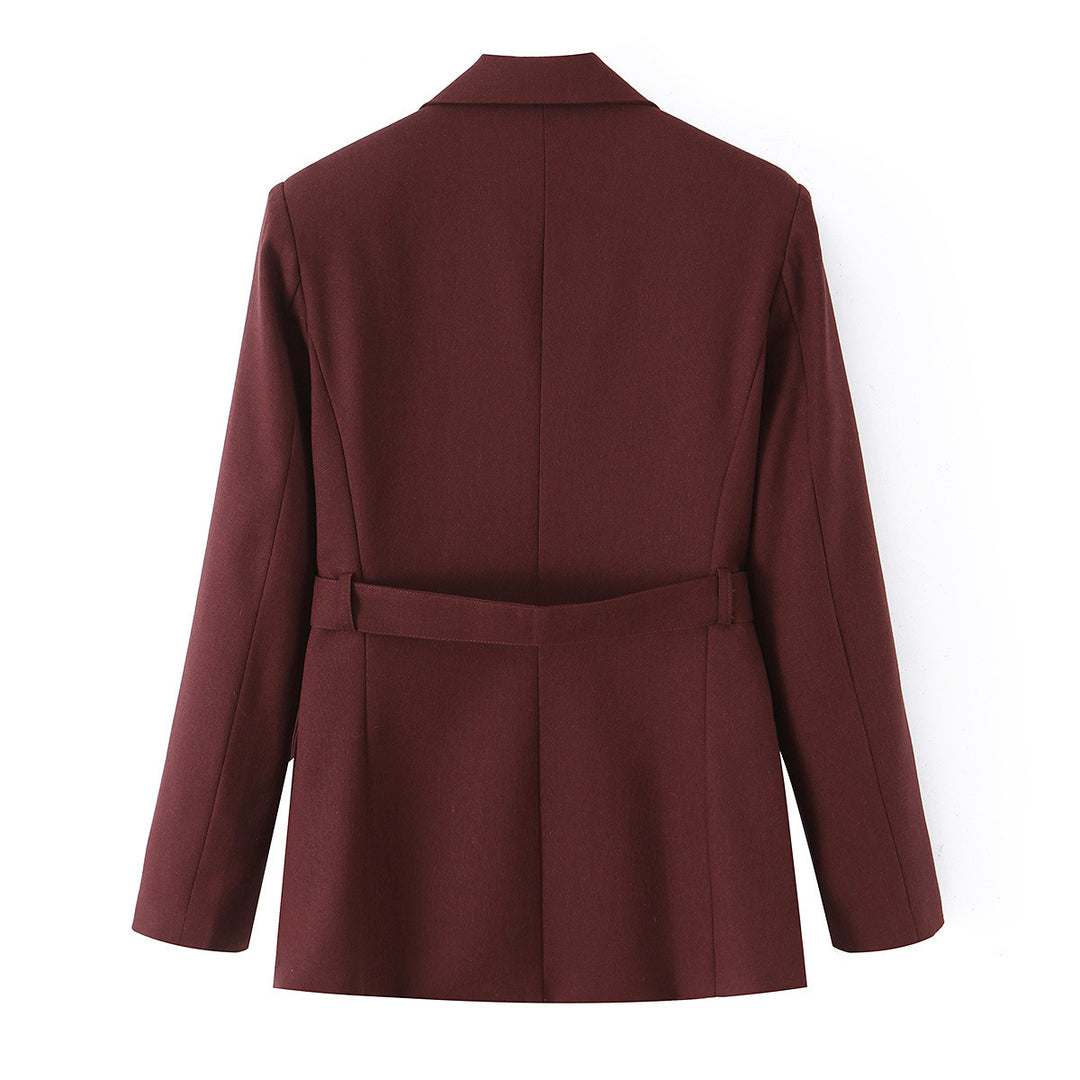 Damen Zweiteiliges tailliertes Blazer- und Langrock-Set mit dekorativem Kettengürtel Drune