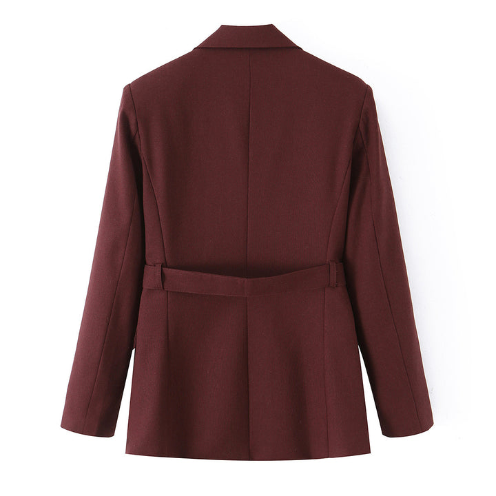 Damen Zweiteiliges tailliertes Blazer- und Langrock-Set mit dekorativem Kettengürtel Drune