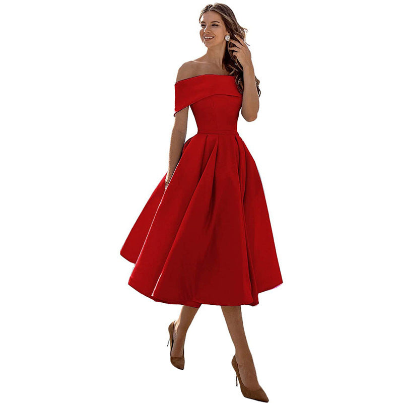 Drune | Vielseitiges Trägerloses Satin-Kleid Für Partys
