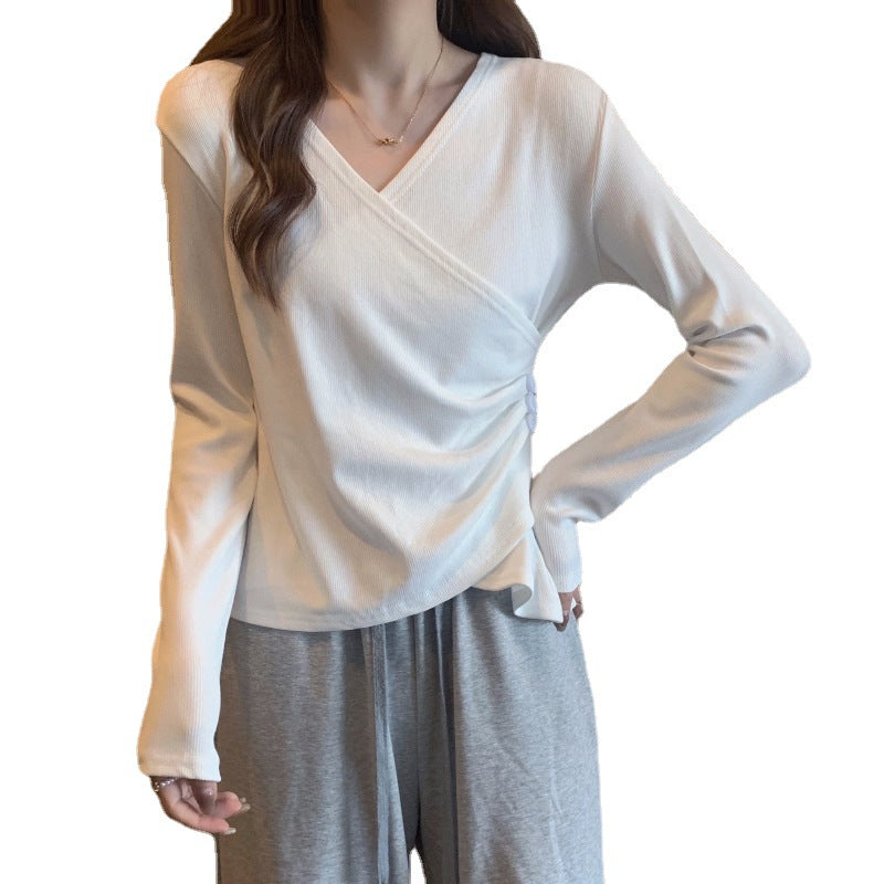 Damen Wickeloberteil mit Knopfdetails und Raffungen Drune