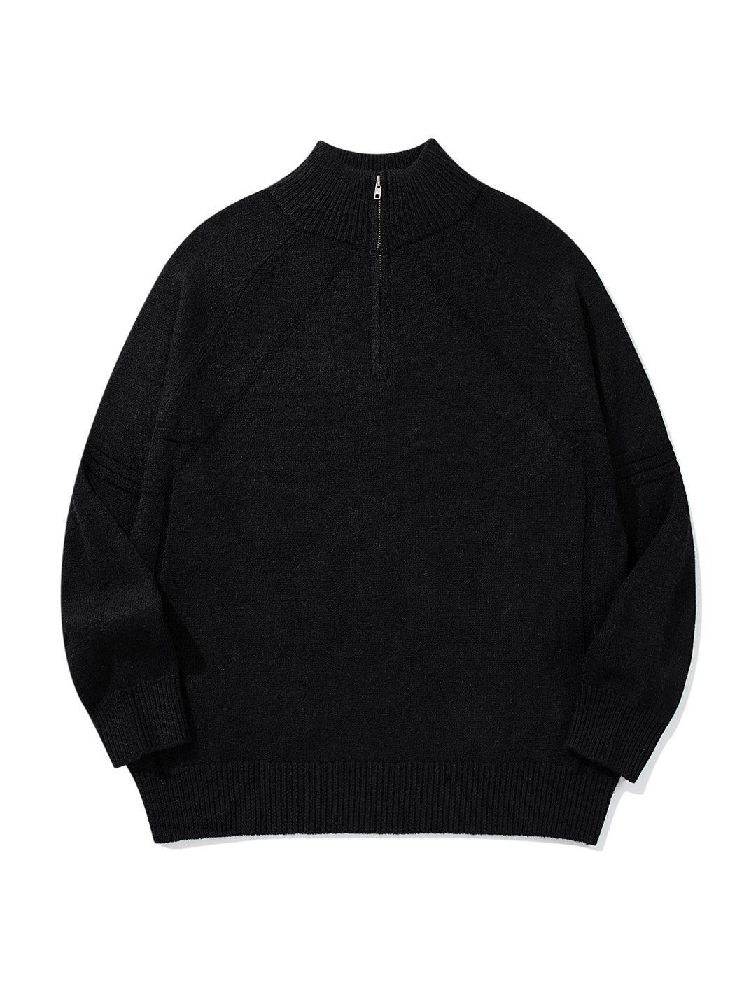 Unisex Halfzip-Strickpullover mit hohem Rippkragen und Raglanärmeln Drune
