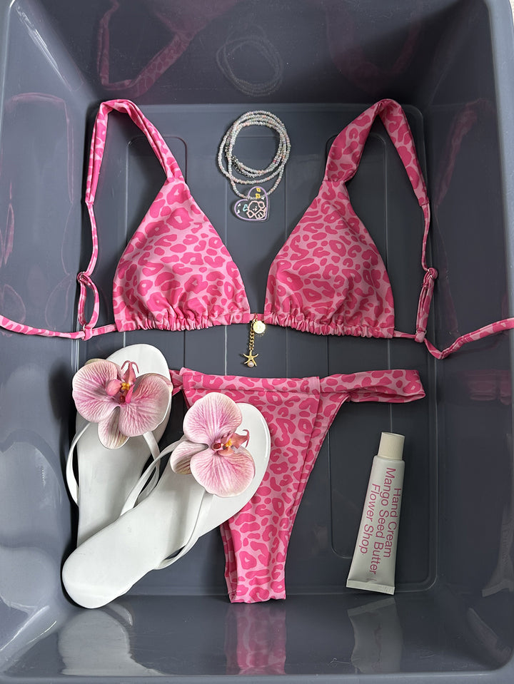 Damen Triangel-Bikini mit Leo-Design und verstellbaren Trägern Drune