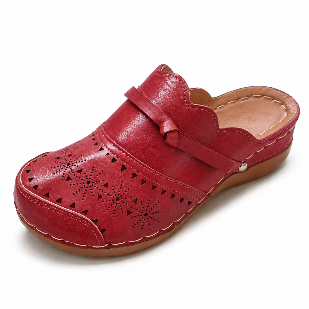 Damen Komfortable Clogs mit filigranem Durchbruchdesign und elegantem Riemen Drune