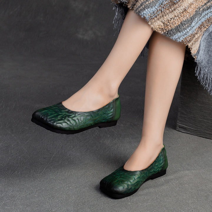 Damen Elegante und bequeme Ballerinas aus hochwertigem Leder mit floralem Cut-Out-Design Drune