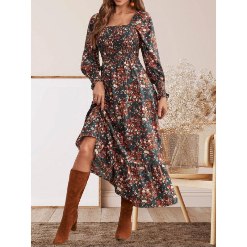 Damen Maxikleid mit Rüschendetails und floralem Design Drune