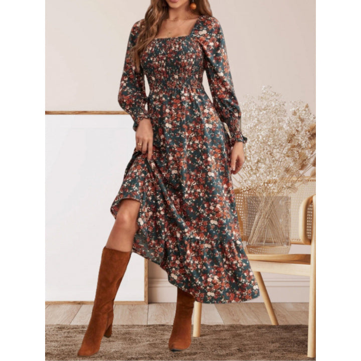 Damen Maxikleid mit Rüschendetails und floralem Design Drune