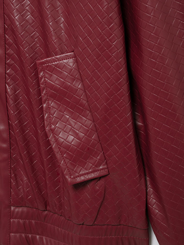 Drune | Woven Faux Leder Bomberjacke