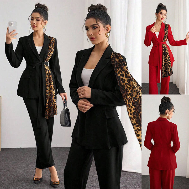 Damen Luxuriöses Blazeranzug mit Leopardenmuster Drune