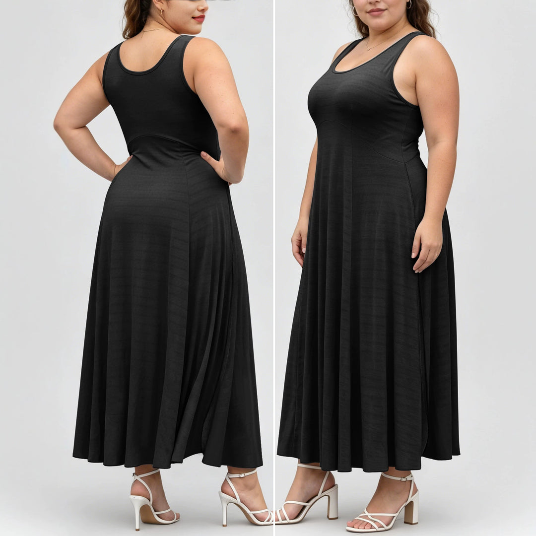 Damen Fließendes Maxikleid mit taillenbetonter A-Linie und breiten Trägern Drune
