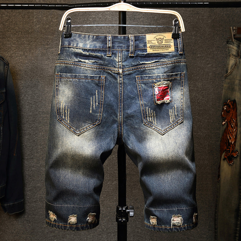 Herren lässige Denim-Shorts im modischen Destroyed-Look Drune
