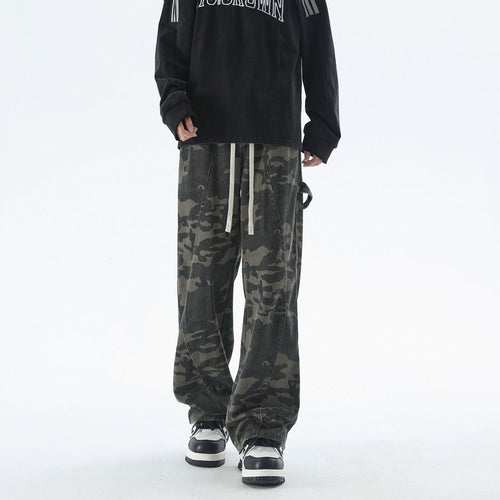 Herren Weite Camouflage-Cargohose mit langen Tunnelzügen und Utility-Schlaufen Drune
