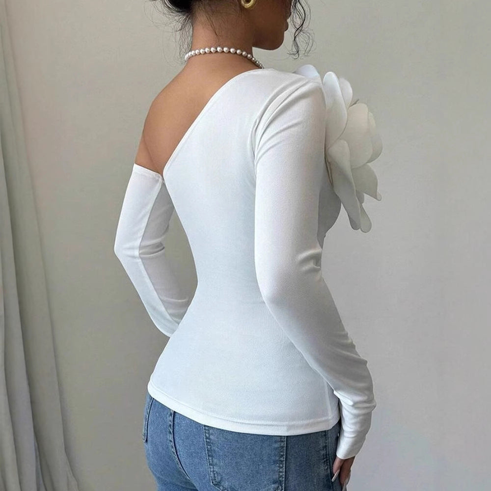 Damen Body mit eleganter Bloom-Applikation und langem Arm Drune