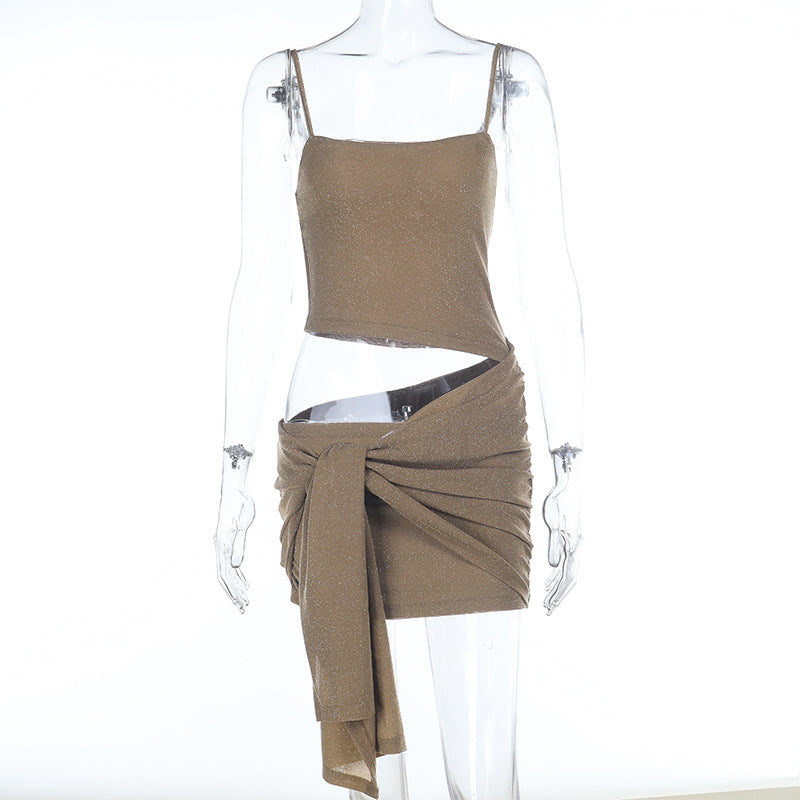 Damen Glamouröses Kleid mit modernem Wickeldesign Drune