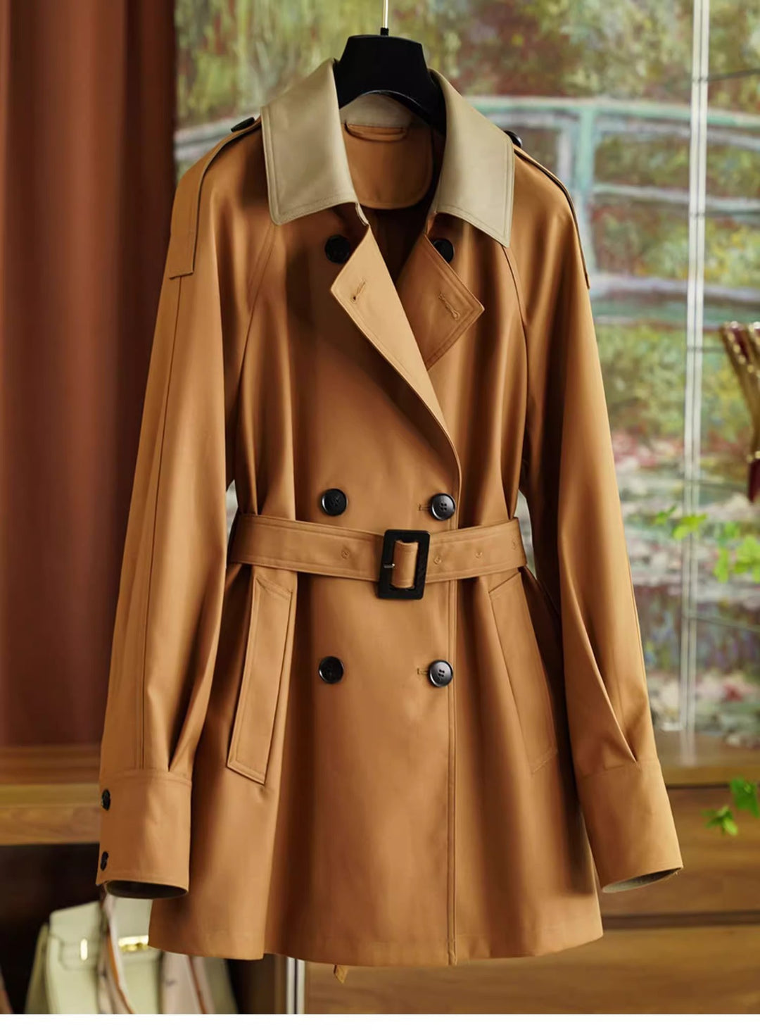 Damen Elegant geschnittene Trenchjacke mit Taillengürtel Drune