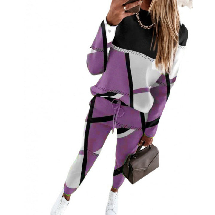 Damen trendy Sweatanzug mit grafischem Muster Drune