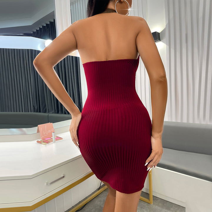 Damen figurbetontes Minikleid mit tiefem V-Ausschnitt Drune