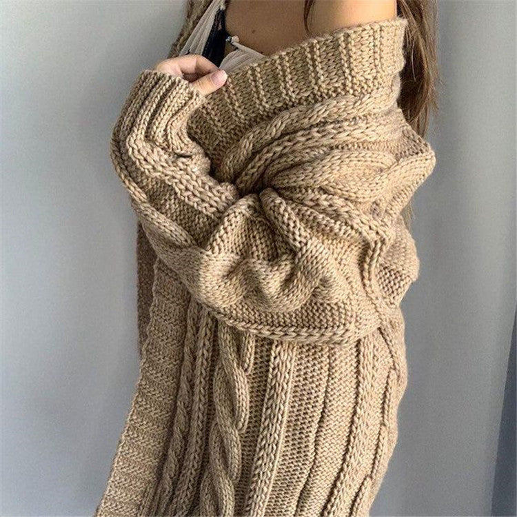 Damen Grobstrickpullover mit offener Schulter und strukturiertem Zopfdesign Drune