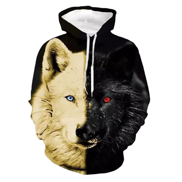 Damen Kreativer Kapuzenpullover mit einzigartigem Wolfsmotiv Drune