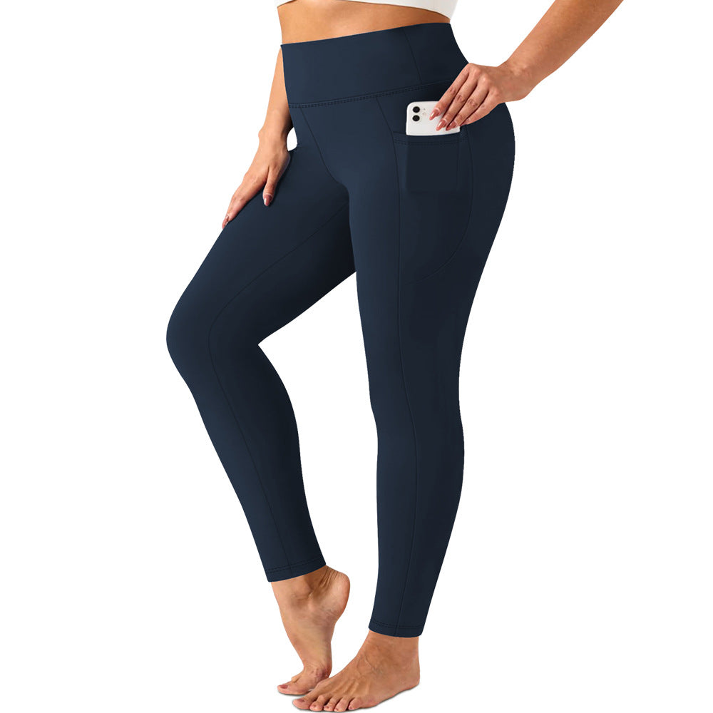 Damen hochtaillierte Sportleggings mit Seitentasche und formendem Stretchmaterial Drune
