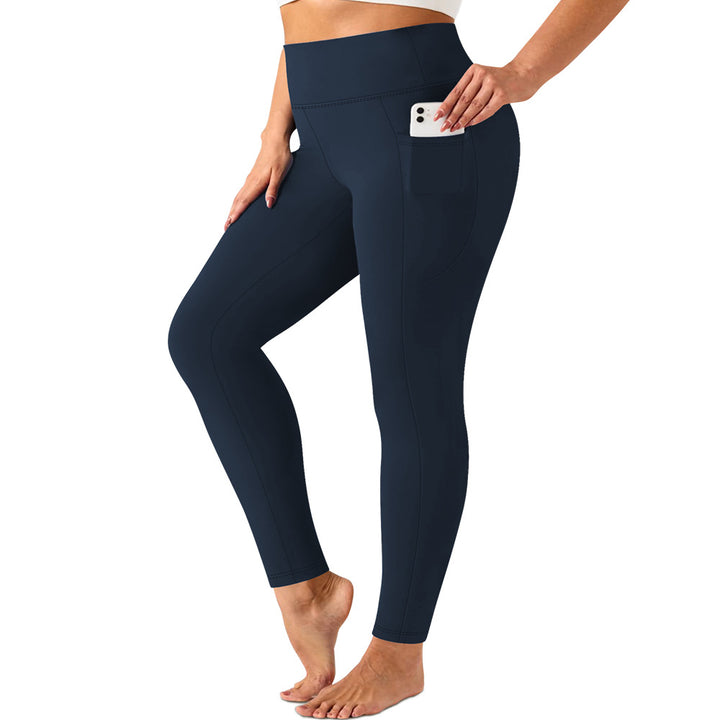 Damen hochtaillierte Sportleggings mit Seitentasche und formendem Stretchmaterial Drune