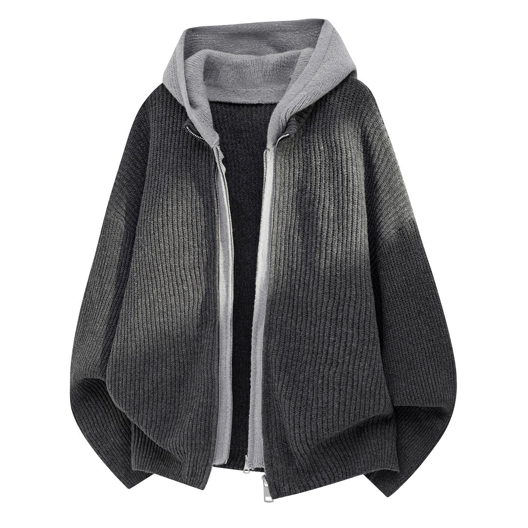Herren Oversized Strickjacke mit Kapuze und Reißverschluss Drune