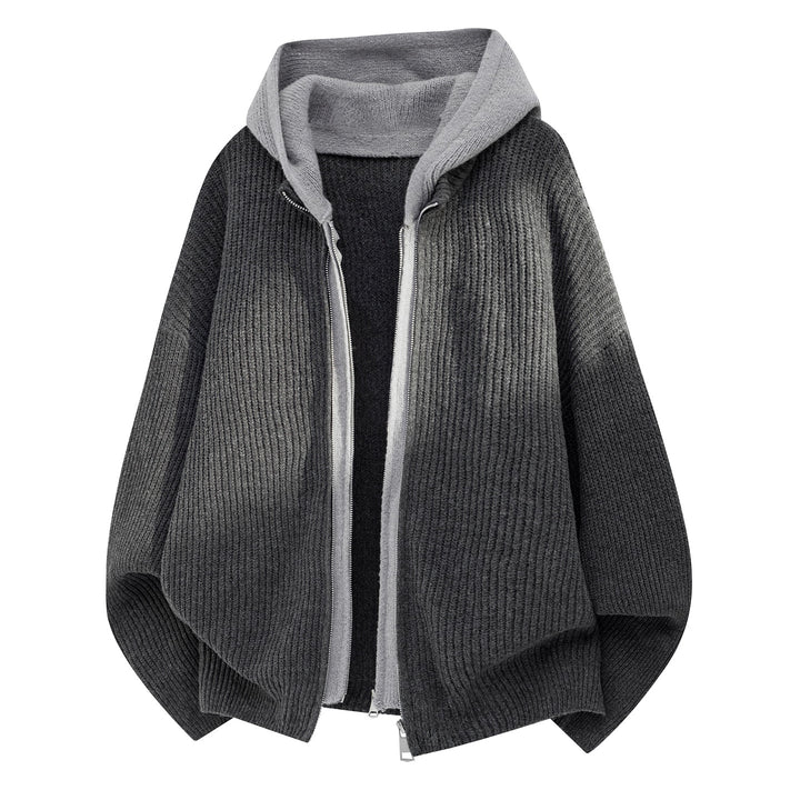 Herren Oversized Strickjacke mit Kapuze und Reißverschluss Drune
