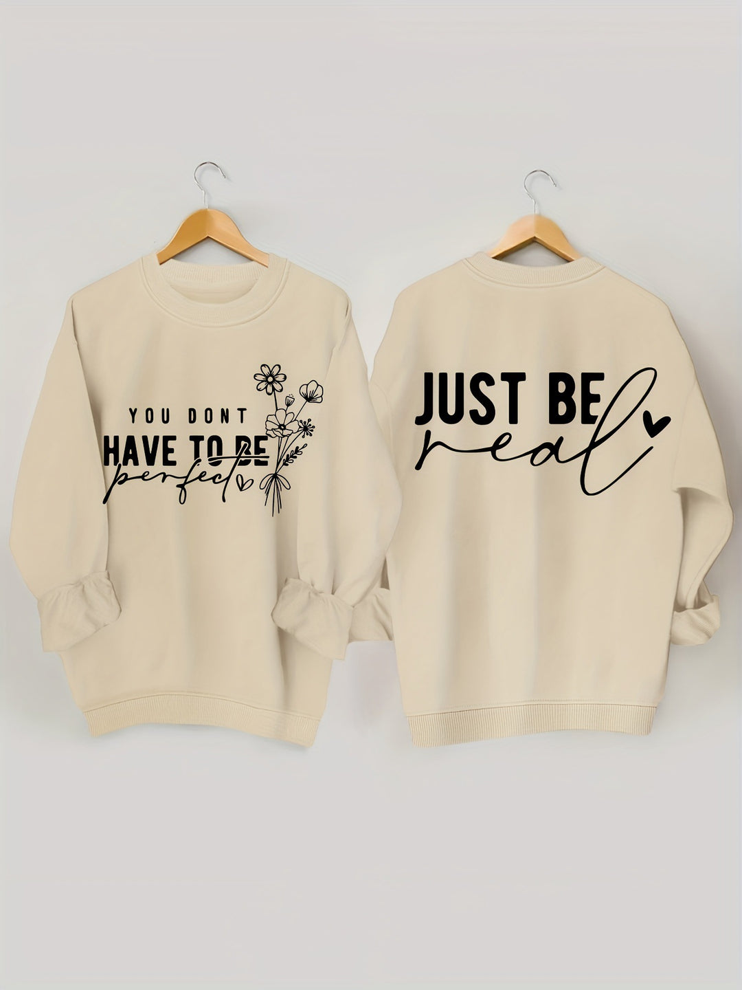 Damen lässiger Pullover mit inspirierenden Botschaften Drune