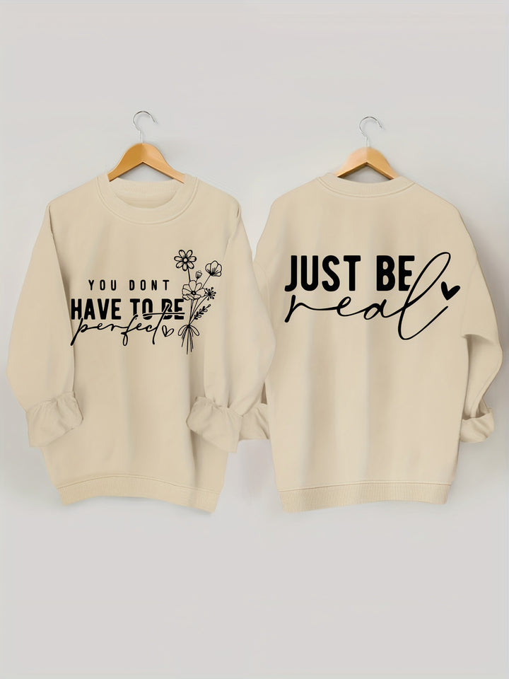 Damen lässiger Pullover mit inspirierenden Botschaften Drune