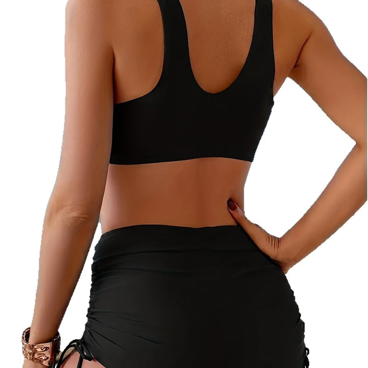 Damen Sportives Bikini-Set mit Wickeloberteil und hochgeschnittenen Shorts Drune