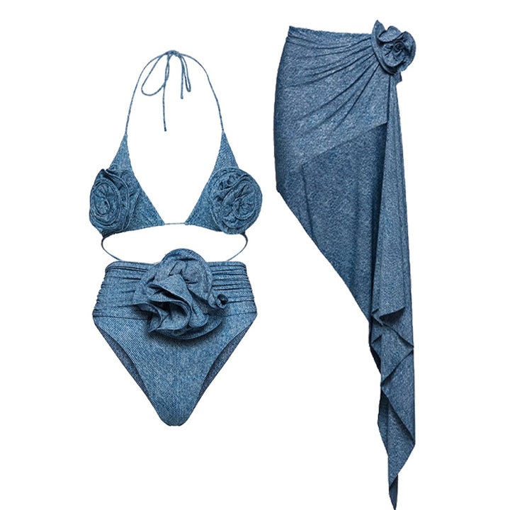 Damen Bikiniset mit eleganten Rüschen und stilvollem Überrock Drune