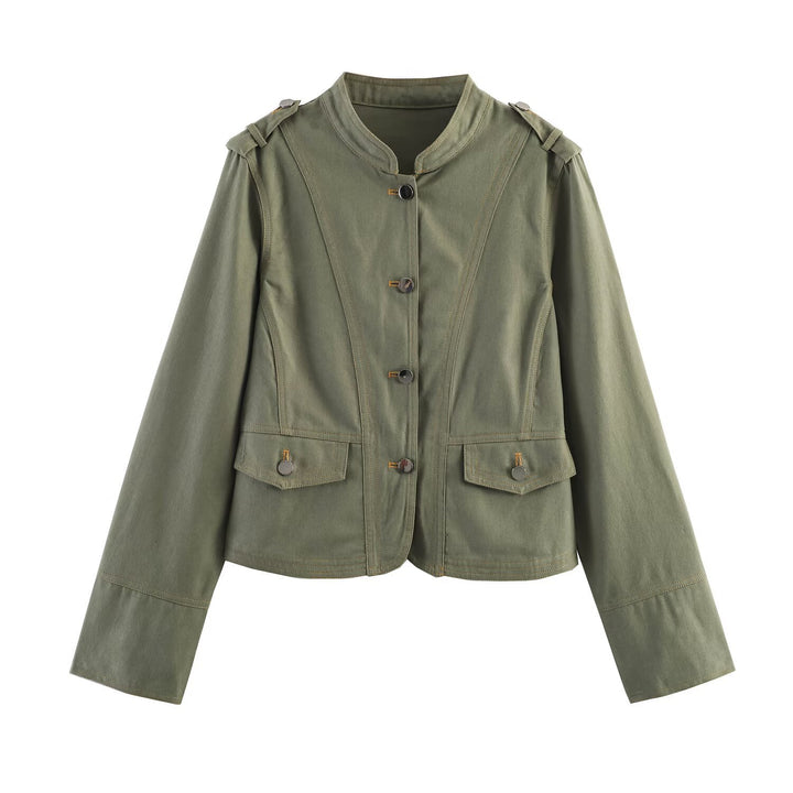 Damen Utility-Fieldjacke mit Stehkragen, Schulterpatten und Pattentaschen Drune