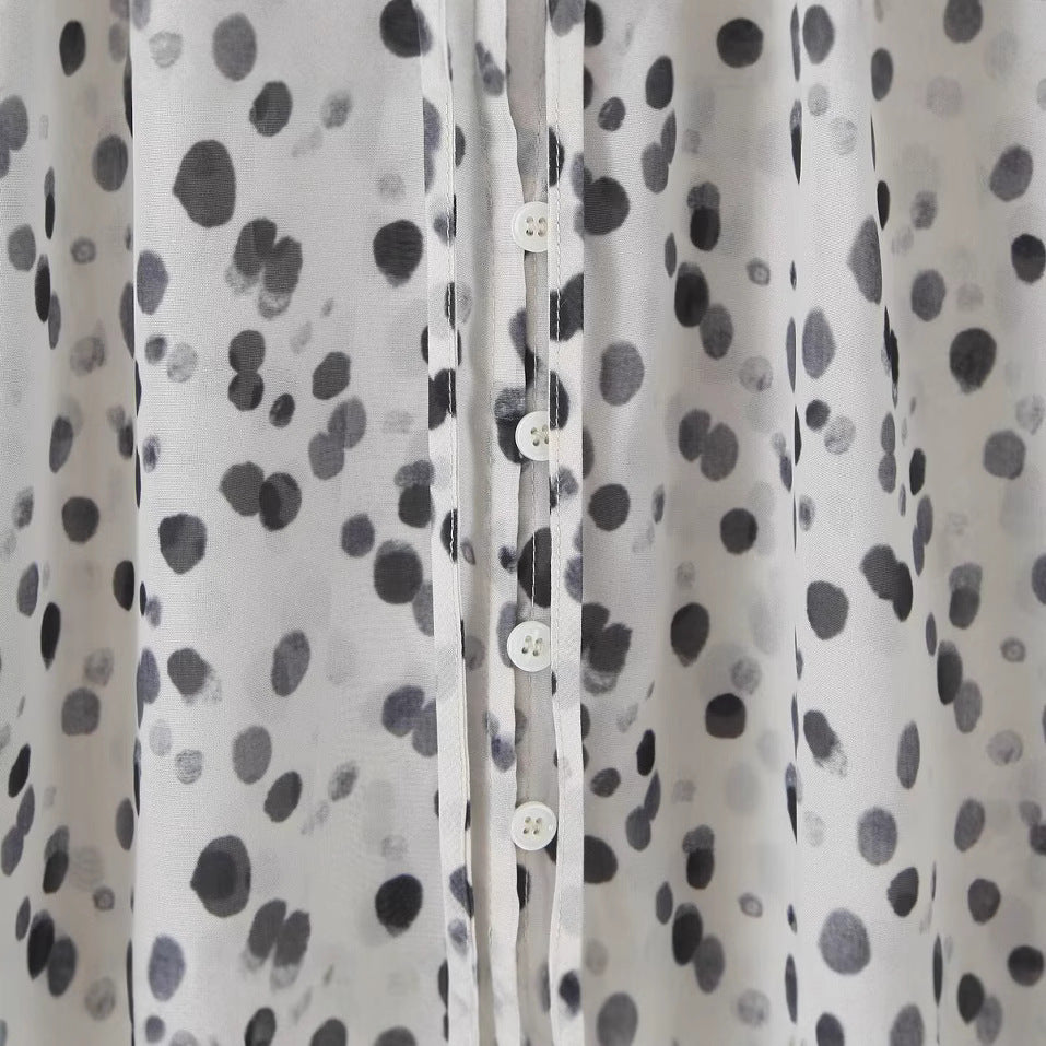 Damen elegante Bluse mit halbem Kragen und luftigen Ärmeln Drune
